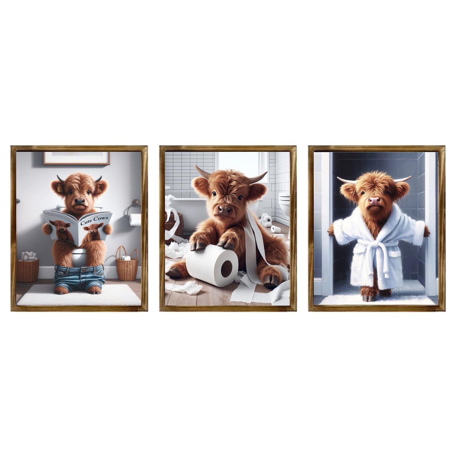 TWNSLLA Highland Cow Bathroom Decor Wall Art,Farmhouse Bathroom Wall ...