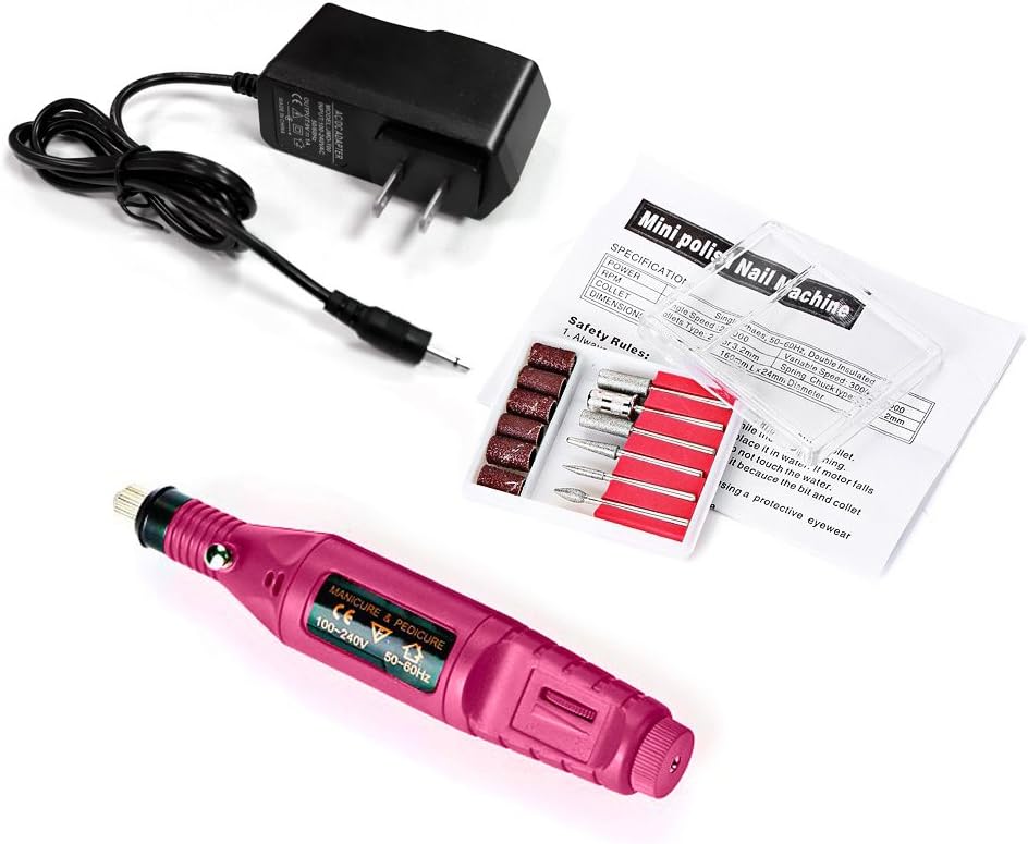 Acrylic Machine Professional, Electric Gel Nail File, Pedicure Nail File Tool Sets, Pen Shape Electric Drill Grinder, Portable Nail Care, 6 File Hands & Nails Polishing Buffing Repair Pack
