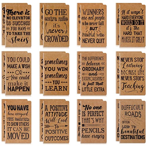 Outus Inspirational Notepads Mini Motivational Notebook Small Pocket Journal Notepads Inspiring Notebook for School Office Travel Present Supplies, 12 Styles (Simple Style,24 Pieces)