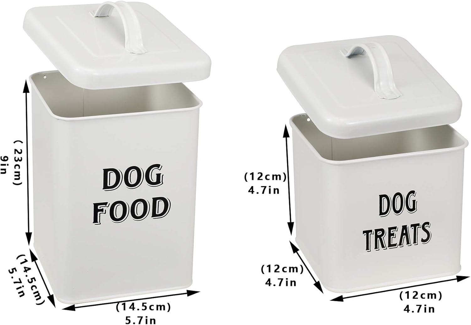 Pet Supplies : Pethiy Dog Food and Treats Containers Set with Scoop for Dogs-Vintage White Powder-Coated Carbon Steel - Tight Fitting Lids - Storage Canister Tins Small-White : 