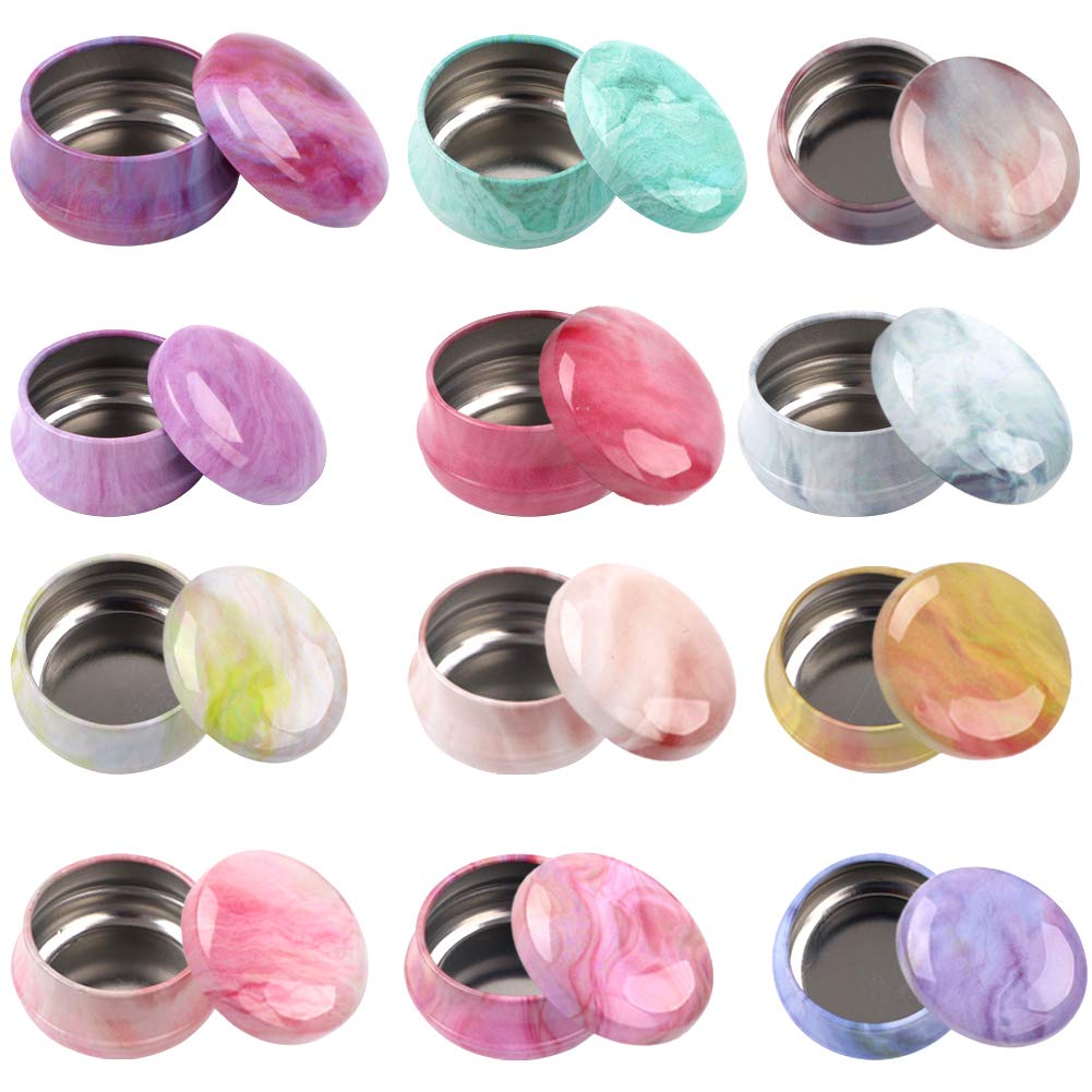 12Pieces Small Candle Tin Jars,Mini Candle Making Containers Reusable Round Shape Artistic Storage Box Metal Jar for Candle Dry Storage DIY Candle Making Kit for Candy Party Spices Camping