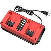 Leisuda 18V Charger Replacement for Milwaukee M18 Battery Charger 48-59-1808 48-59-1812, Dual Ports Charger Station Compatible for Milwaukee 14.4V-18V XC Lithium-ion Battery 48-11-1815 48-11-1820