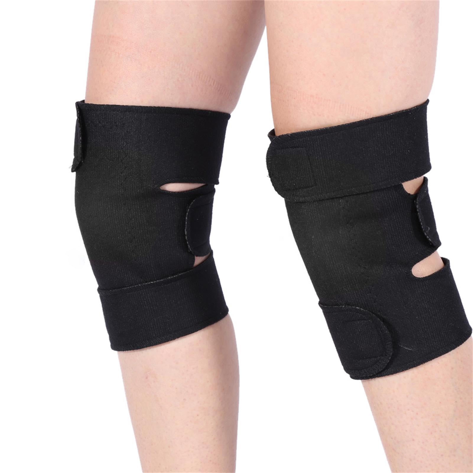 Tourmaline Knee Brace with Magnet Therapy, Adjustable Self-Heating Knee Support Strap with Heating Pad, Neoprene Sleeve for Pain Relief Plus Size (Black)