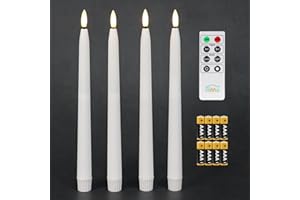 Fanna Flameless Taper Candles with Timer, Battery Operated Led Candles Real Wax Finished, Remote and Batteries Included - H 1