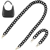 DaKuan 2 PCS Black Acrylic Flat Chain Strap for Handbag Replacement, DIY Bag Strap for Crossbody Clutch Craft (40cm & 120cm)