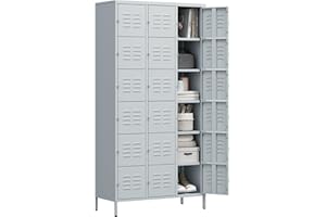 Letaya Metal Lockers for Employees-18 Door Storage Locker with Shelves and Lockable Steel Cabinet for School,Gym,Office,Staff (Grey, 18 Door)
