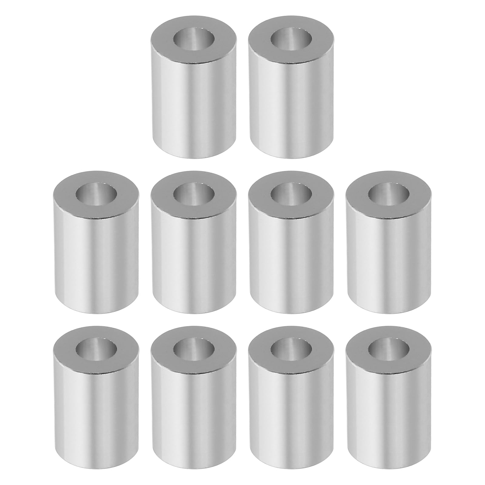 PATIKIL M6 Aluminum Spacers, 10 Pcs Metal Spacer Aluminum M6 X1/2"OD X3/4"L Aluminum Spacer Screw Standoff Round for 1/4" or M6 Screw Bolts, Silvery