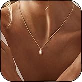 Pearl Necklaces for Women Trendy,Dainty Gold Necklace 14K Gold Plated Pearl Pendant Necklace Single Pearl Necklace Cute Choker Necklace Gold Lariat Necklace Simple Chain Necklace Bridal Gifts