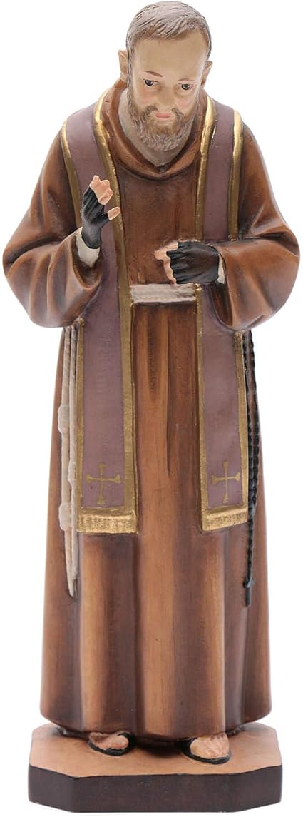 Amazon De Statue Padre Pio Aus Pietralcina Holz 40 Cm 15 7 Inc
