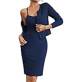 Sovoyontee Women Fall Knit Sweater Dress Set Bodycon Midi Dresses Long Sleeve Cropped Cardigan 2 Piece Outfits