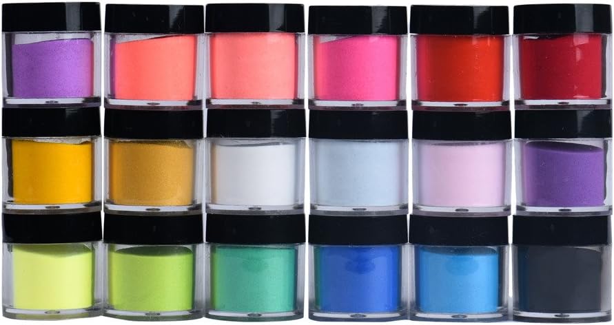 Ktyssp 18 Colors Acrylic Nail Art Tips UV Gel Powder Dust Design Decoration 3D DIY Decoration Set