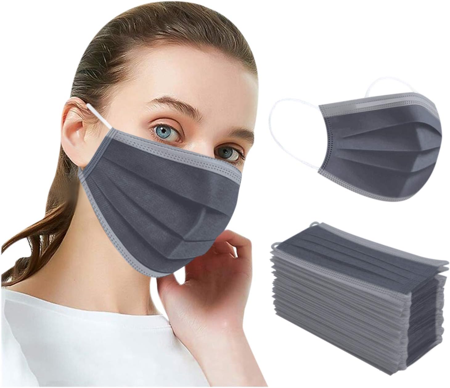 Disposable Face Masks, 3 Ply Face Masks with Elastic Earloop of 50 Pack