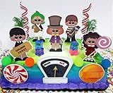 Willy Wonka Birthday Cake Topper Set Featuring Wonka & Friends and Decorative Themed Accessories