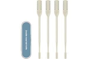 Asddage 4Pcs 2-in-1 Nasal Hair Cutter, Double Sided Nose Hair Trimmer, 360° Nostril Hair Remover Tool, Manual Nose Knife with Soft Cleaning Brush for Men Women(Beige)