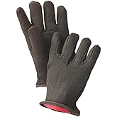 Radnor Men's Brown 14 Ounce 100% Cotton Jersey Gloves With Slip-On Cuff And Red 100% Cotton Fleece Lining (12 Pair)