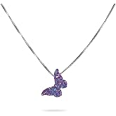 AVNIS Opal Butterfly Necklace Gift for Women Girl Teens Delicate Synthetic Opal jewelry Sterling Silver 925 Box Chain 16"+extension