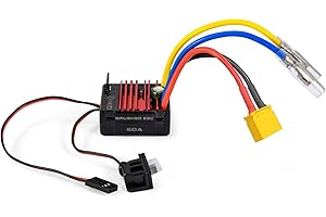 9IMOD 2026 New 60A Brushed 2-3S Waterproof ESC, Electronic Speed Controller with Power Witch, WP 1060 RC ESC for 1/10 Scale RC Crawler Car, Boats, Truck (XT60 Plug)