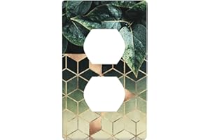 SPTVAN Green Leaves Marble Decorative Duplex Outlet Covers Wallplate 1 Gang Electrical Wall Plate Cover Receptacle Switchplate for Cute Kids Girl Bedroom Bathroom Room Home House Decor Faceplate 2.76" x 4.5"