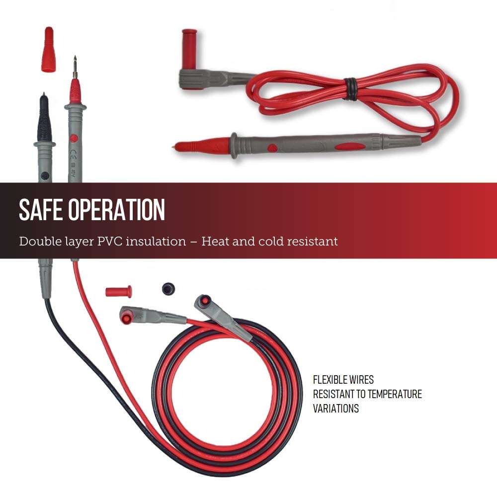 Multimeter Test Leads Kit - with Cat III/IV Probes, Alligator Clips, Retractable Hooks and Carry Bag - Versatile, Easy to Use, Organized - Upgrade Your Meter