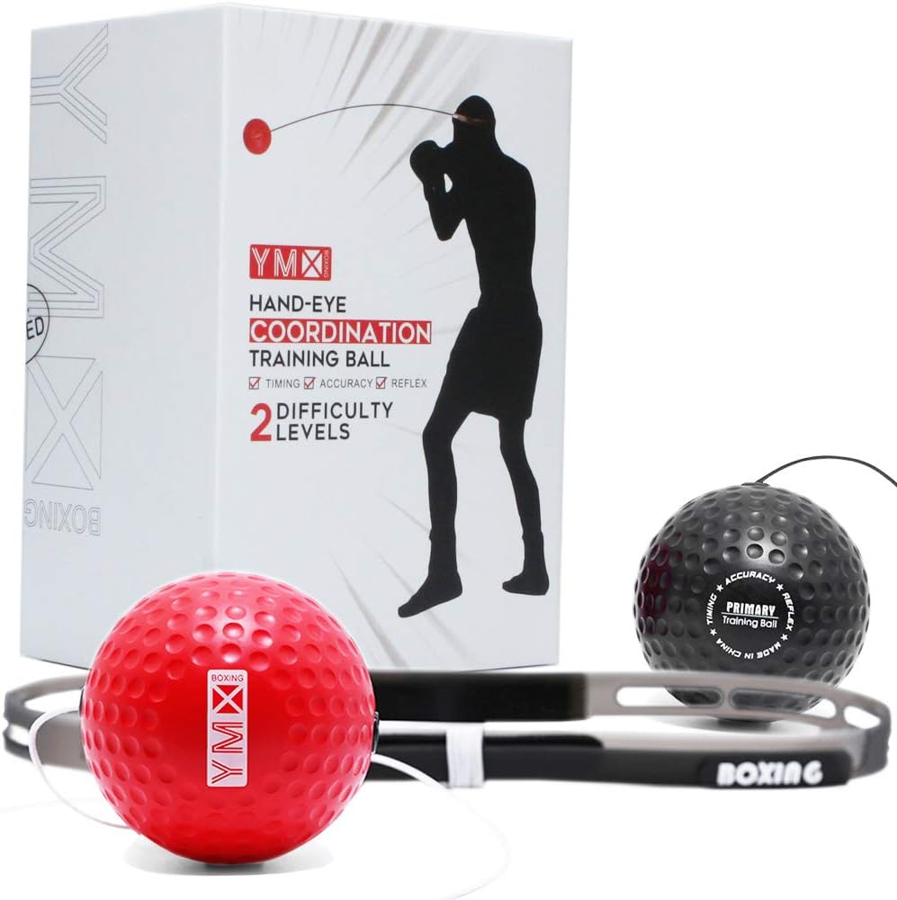 YMX Boxing Reflex Ball on String - Fight Ball with Adjustable Headband,Soft Foam Balls - Improve Hand Eye Coordination, Reaction Speed, Focus, Accuracy - Cardio Sports Exercise Equipment