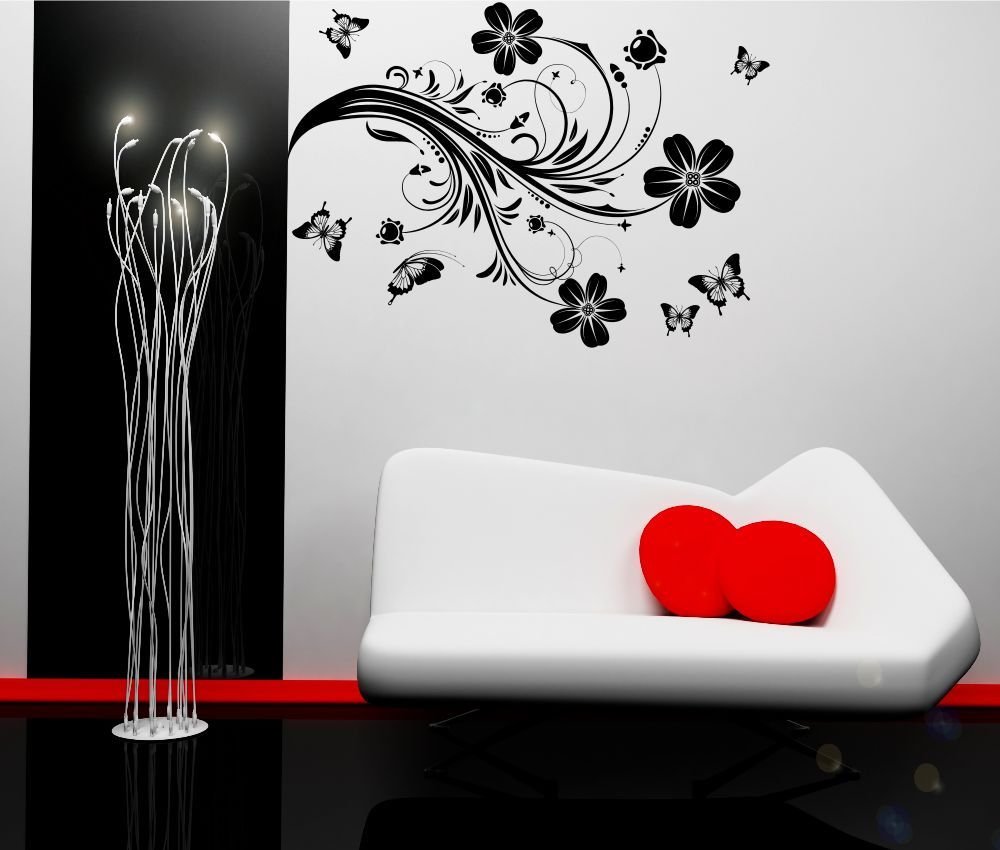 Flower Butterfly Spiral Wall Sticker Decal Mural Transfer Wall Art Tattoo Print WSD702