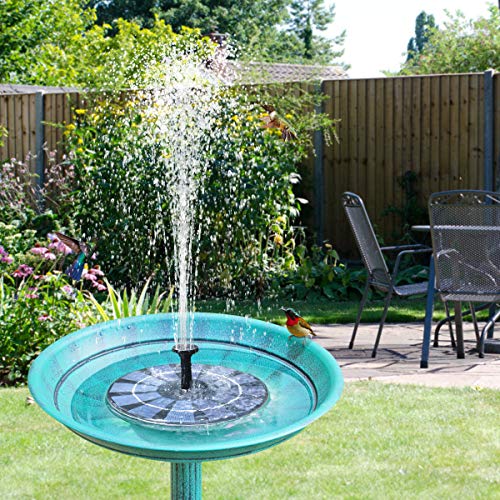 TOMONOLO Solar Bird Bath Fountain with Battery Backup, 2.5W Free Standing Solar Water Pump Kit for Birdbath, Pond, Pool, Garden