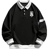 SHENHE Men's Long Sleeve Collared Sweatshirt Graphic Color Block Fall Fashion Preppy Pullover