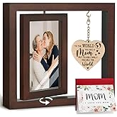 Unique Rotating Floating Picture Frame Gifts for Wife Mom Mother - To Our Family You Are The World, Best Mom Ever Meaningful Birthday Mothers Day Gifts from Daughter Son Kids Picture Frame 4x6