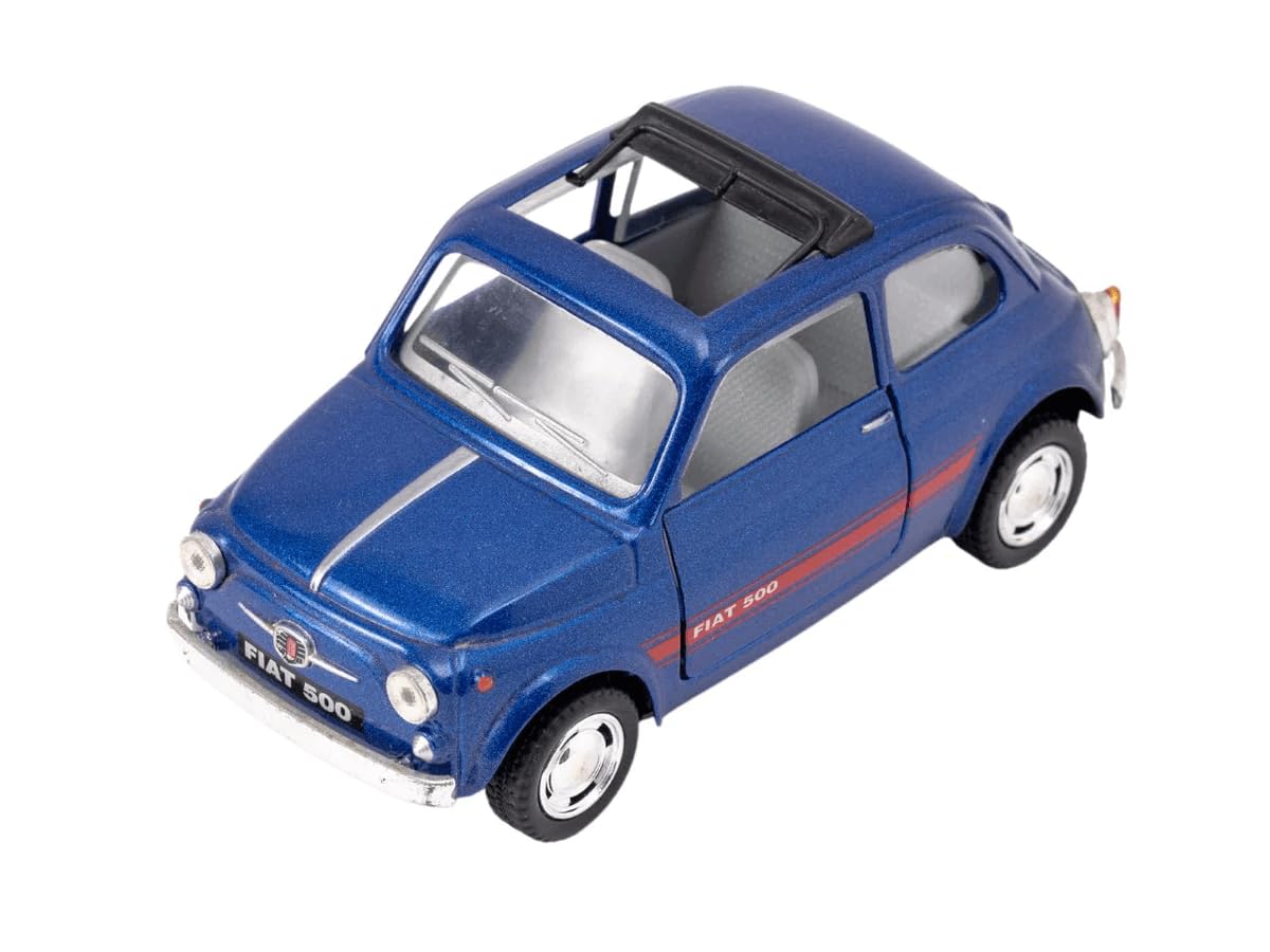 Easy Toys Fiat 500 1:24 Scale Blue Vintage Car Model Toy Car, Perfect for Collection or Play, Ages 3+