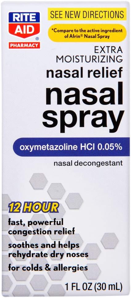 Rite Aid Extra Moisturizing Nasal Spray, Oxymetazoline HCI 0.05% - 1 oz | Cold and Allergy Relief | Nasal Decongestant: Health & Personal Care