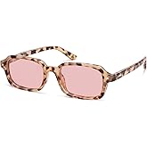 SOJOS Trendy Rectangle Polarized Sunglasses Womens Mens, Small Retro Fashion Thin Slim Square Sunnies SJ2610