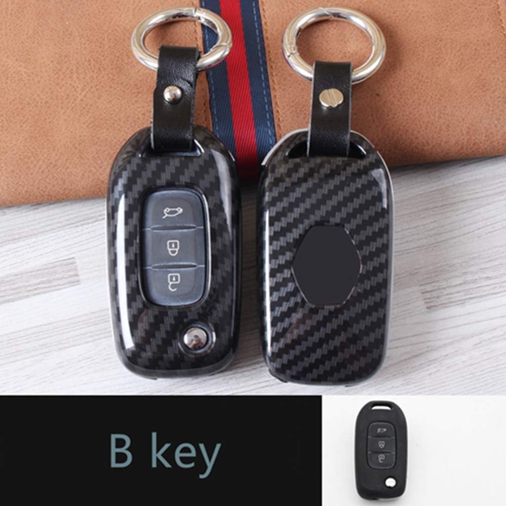 JINGCHESHI Car Key Cover Gift New Car ABS Carbon Fiber Key Case Cover Chain for Renault Fluence Duster Megane Kadjar Clio Accessories-in Key Case for Car from Automobiles & Motorcycles