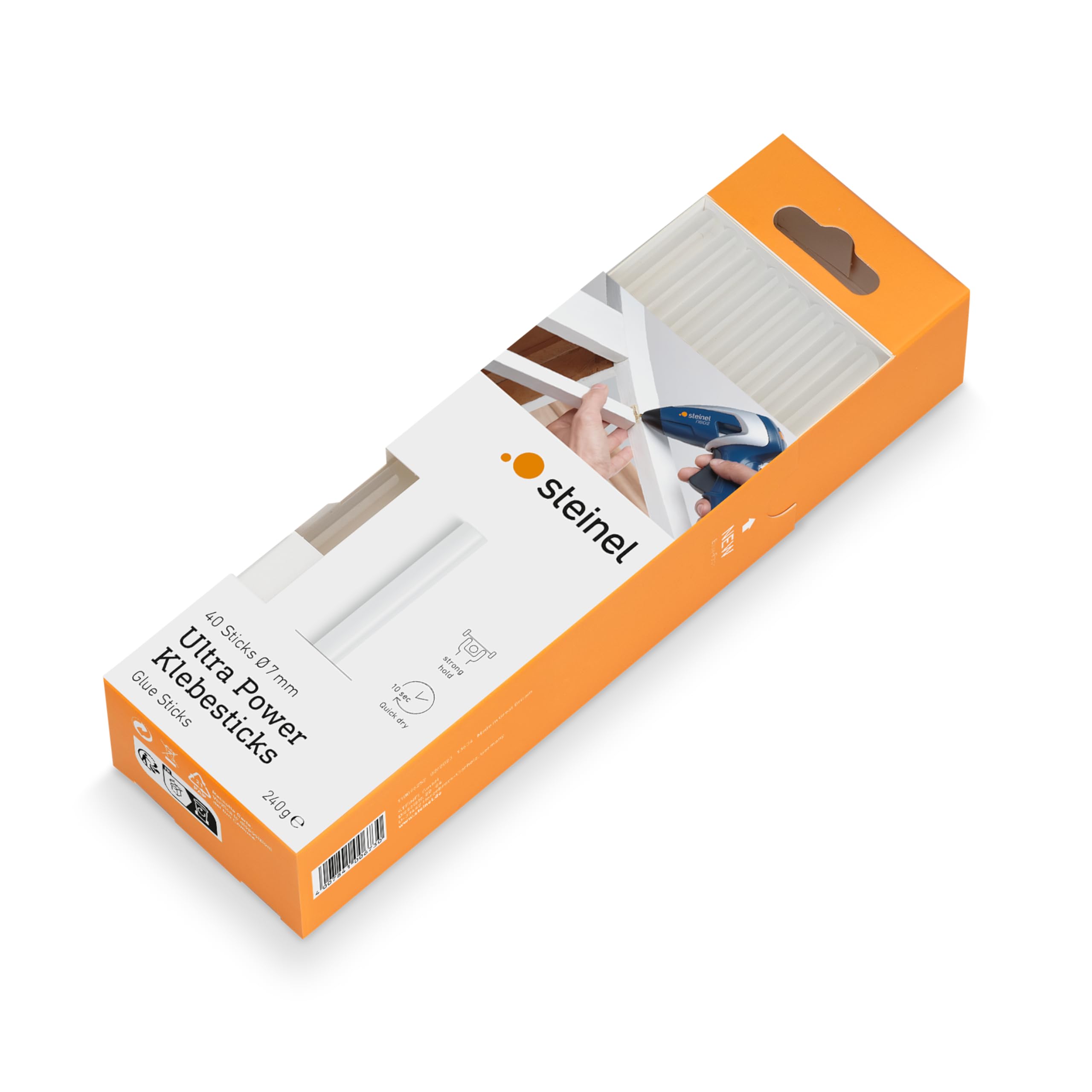 Steinel Ultra Power Glue Sticks for Neo1 and Neo2, Transparent, 7 mm Diameter, 240 g, Pack of 40