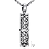 JERWLI Viking Compass Urn Necklaces for Ashes 925 Sterling Silver Viking Compass Cremation Jewelry for Ashes Memory Jewelry for Men