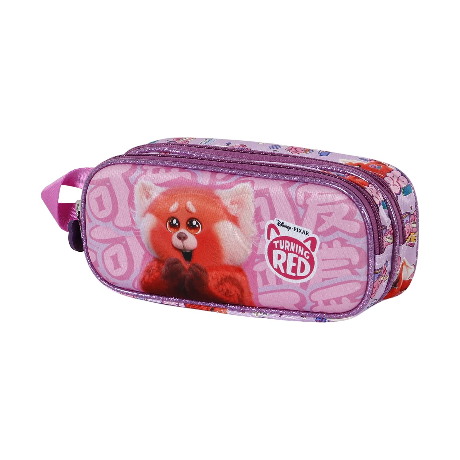 Disney Turning Red Yaay-3D Double Pencil Case, Pink, 22 x 9.5 cm