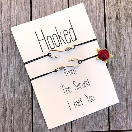 Matching bracelets for couples, Fish hook bracelet, Couples gifts, Boyfriend gift, Girlfriend boyfriend bracelets…
