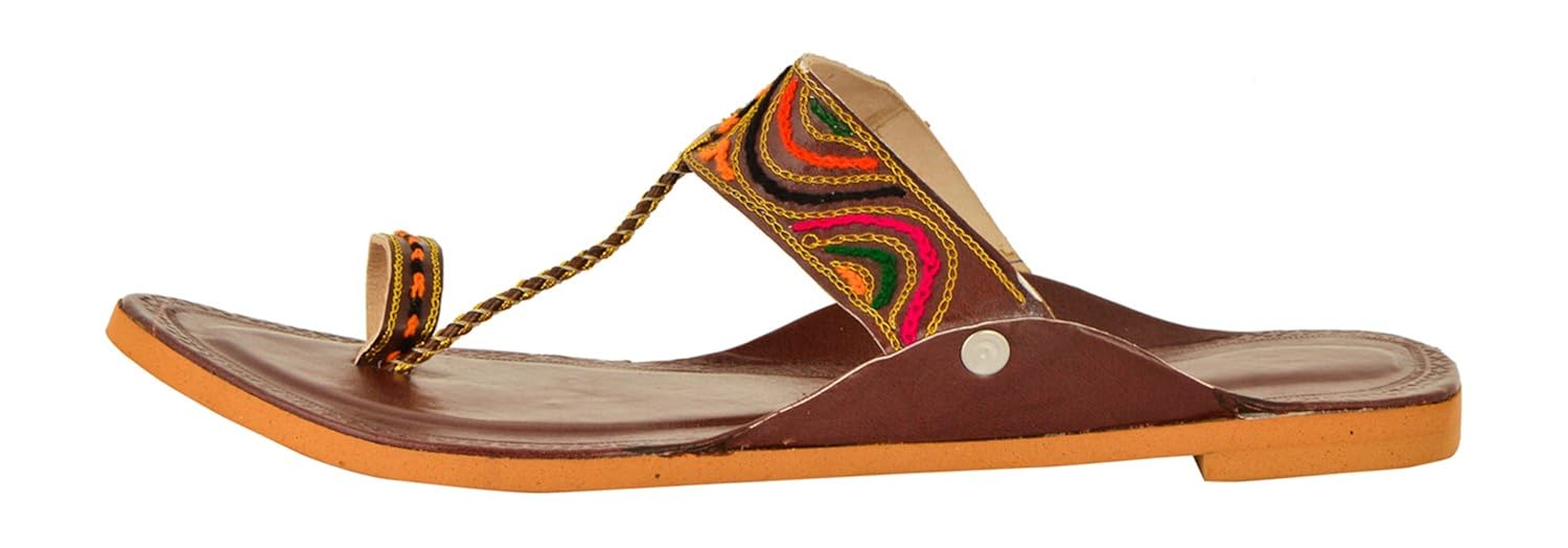 women's brown colore leather kolhapuri slipper