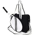 EINENG Tennis Tote Bag, Tennis Racket Shoulder Bag for racquet with, Large Pickleball Tote Bag with Zipper & Shoulder Strap for Badminton Racquet, Sport Tote for Women Men