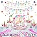 Unicorn Party Supplies Set - Birthday Decorations for Girls - Serves 16 - Magical Plates, Rainbow Straws, Cups, Banner, Cupcake Topper, Wrappers & Tableware kit - Pink items for Kids 1st Party Favors