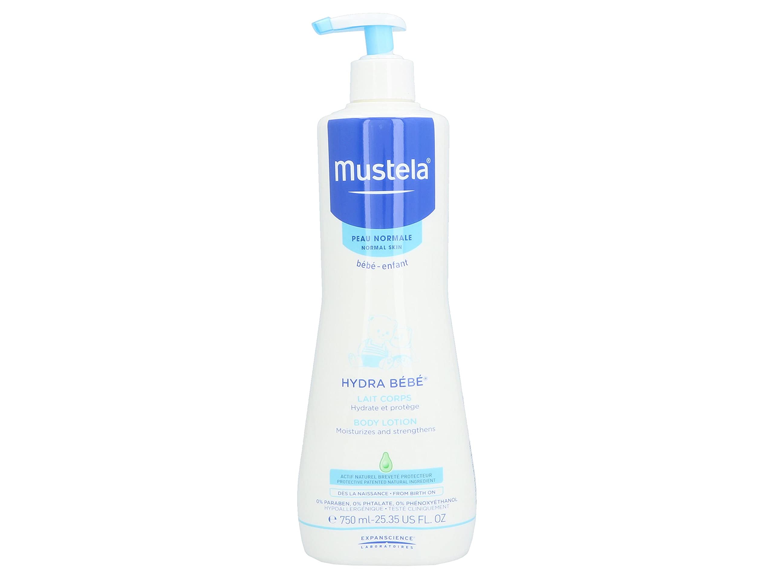 Mustela Hydra Bebe Body Lotion - Daily Moisturizing Baby Lotion with Natural Avocado, Jojoba & Sunflower Oil – 25.35 fl. oz
