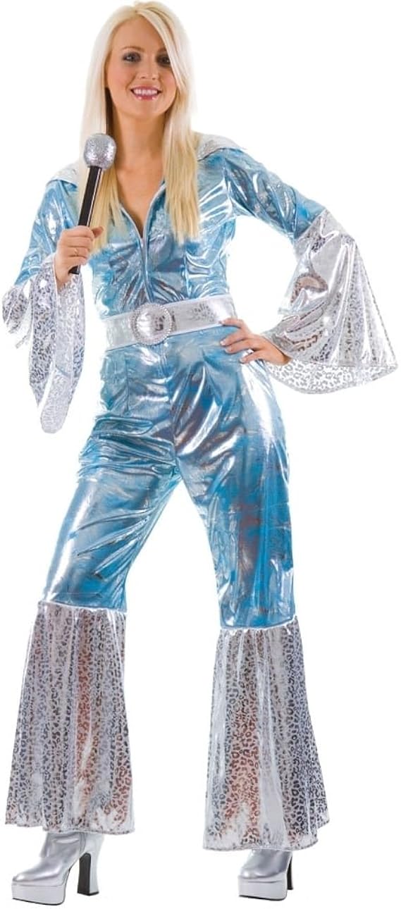 Adults Ladies Waterloo Blue Costume for 70s Pop Disco Singers Band