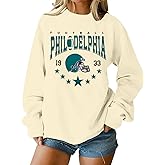 Football Sweatshirt Women Game Day Sweatshirts Sunday Funday Football Team Fans Pullover Tops Graphic Long Sleeve Shirts