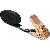 MOOCY Small Ratchet Strap,Heavy Duty Endless Ratchet Tie Down Straps,NO Hook Nylon Black Tie Down Straps for Motorcycles, Kayak