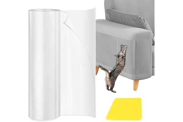 Cat Scratch Protector 11.8" x 118" Self-Adhesive Single Side Furniture Protectors from Cats Scratch, Cat Couch Scratch Protec