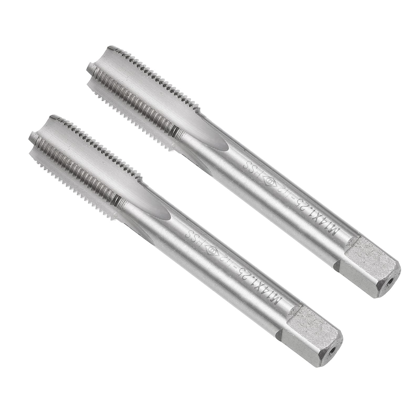 CoCud Thread Milling Taps, Metric M14 x 1.25 Thread H2, High Speed Steel Machine 4 Straight Flutes Screw Threading Tool - (Applications: for Tapping Drilling Machine), 2-Pieces