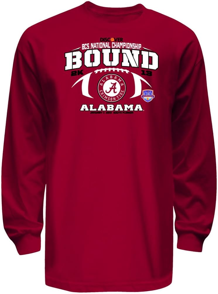 University Of Alabama National Championship Long Sleeve Shirt XL crimson red at Amazon Men’s