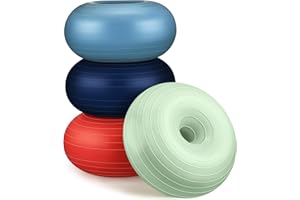 Libima 4 Pcs Flexible Seating for Classroom Inflatable Yoga Ball Chairs with Pump Donut Exercise Ball Chair Cushion Seat for Balance and Stability Training Home Office Gym Workout