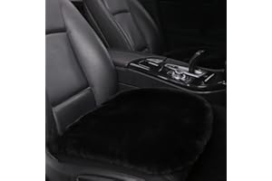 LLB Genuine Sheepskin Car Seat Cushion Seat Covers for Cars Trucks SUV Comfort Seat Protector Pad for Car Driver Seat Car Accessories for Women Office Chair Car Decor (Black Front Seat Cushion-1 Pc)