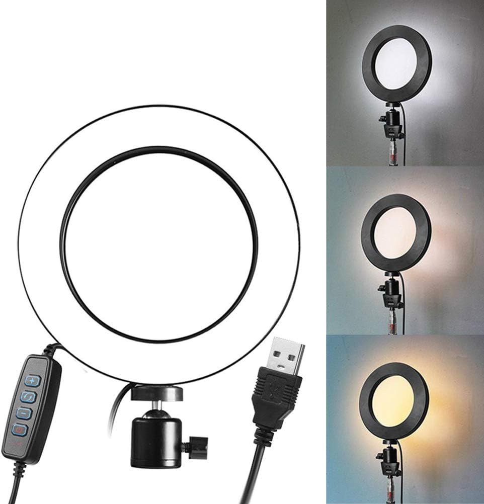 DatingDay Portable LED Ring Light Dimmable USB 5500K Fill Lamp for Photography Phone Video Live with 3 Kind Adjustable Light