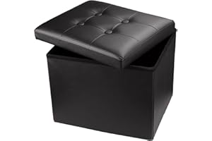 Hamgtrion Ottoman Storage Ottoman Collapsible Ottoman with Storage Foot Rest Small Ottoman Foot Stools Black L17W13H13inches